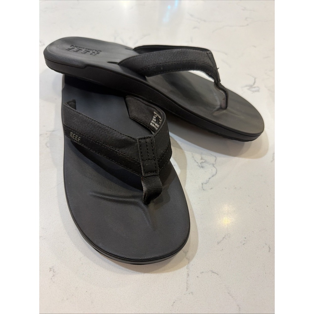 Reef Contoured Cushion Flip Flops Sandals Men's 11 Black Great Condition